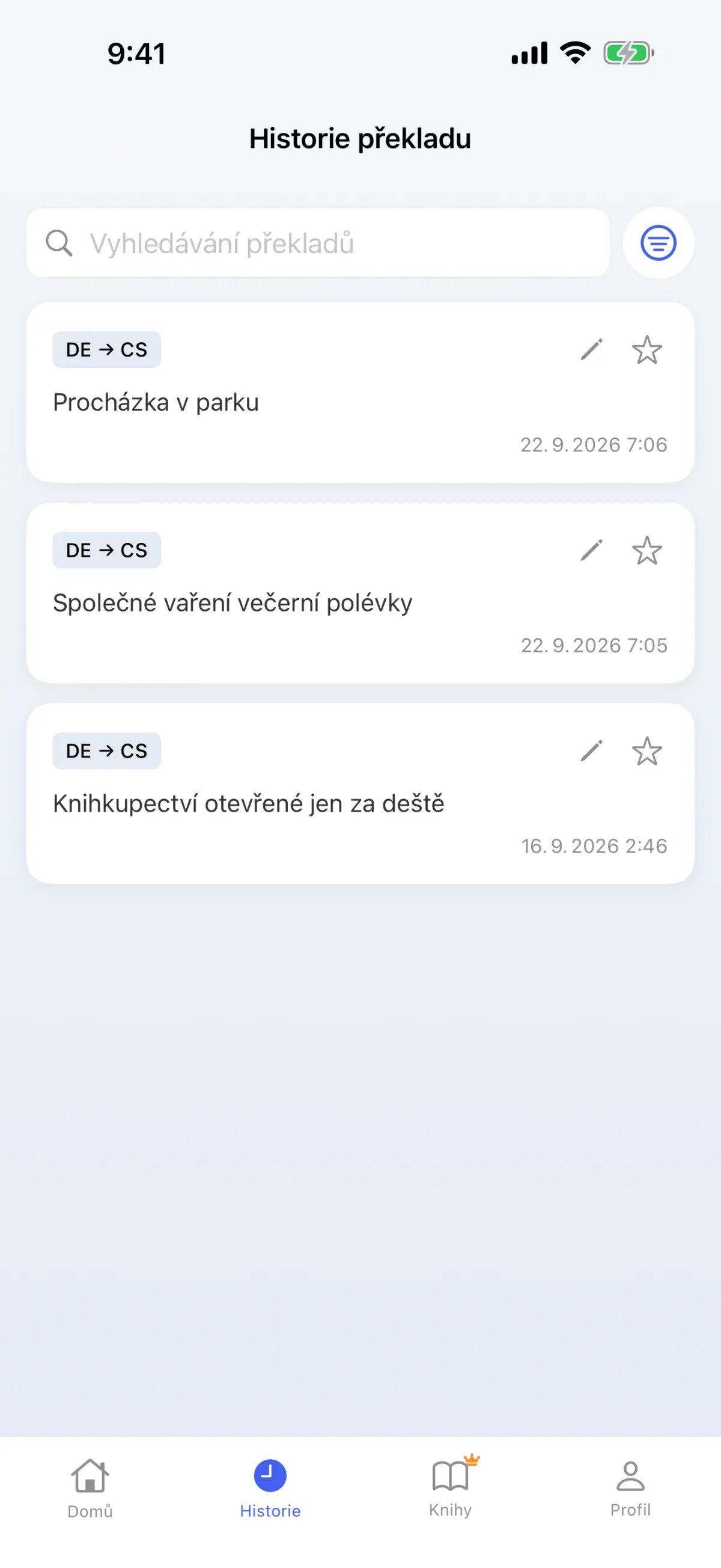 Průběh překladu – uložené dekódování lze kdykoli zopakovat
