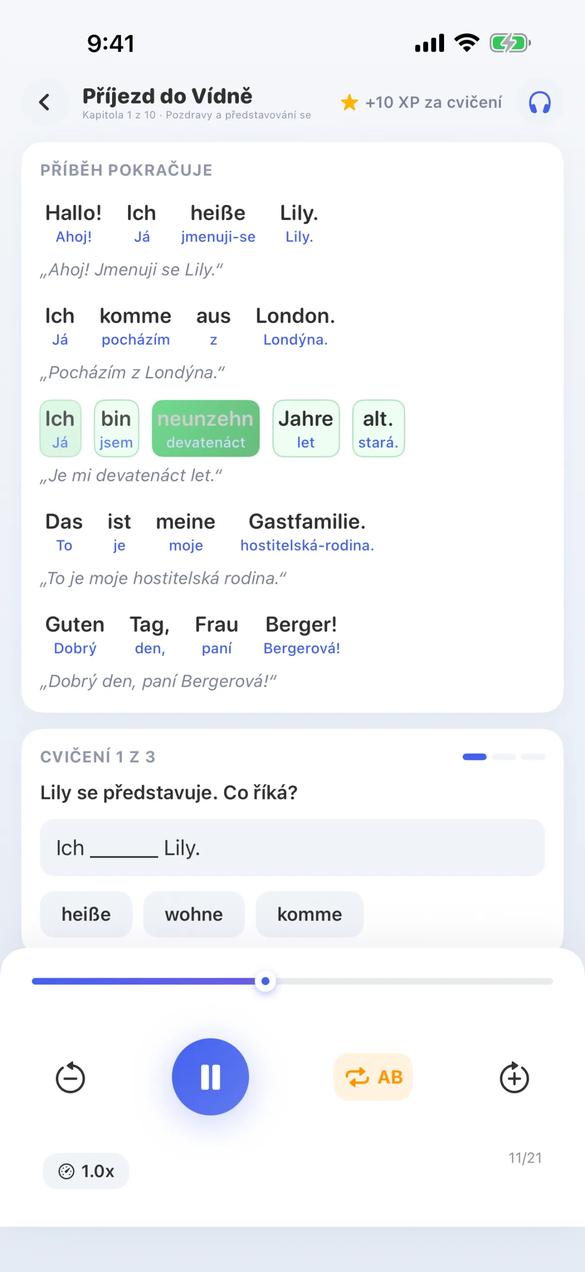 Lekce v rámci výukového programu: Poslech textu a čtení s ním, mluvené slovo se zvýrazňuje