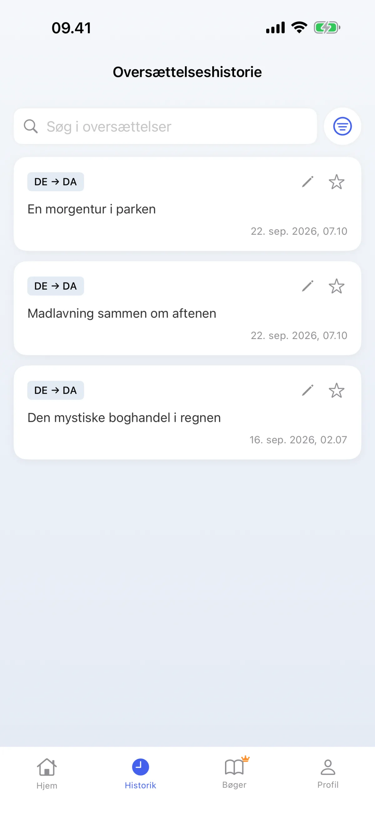 Oversættelsesforløb – gentag gemte afkodninger når som helst