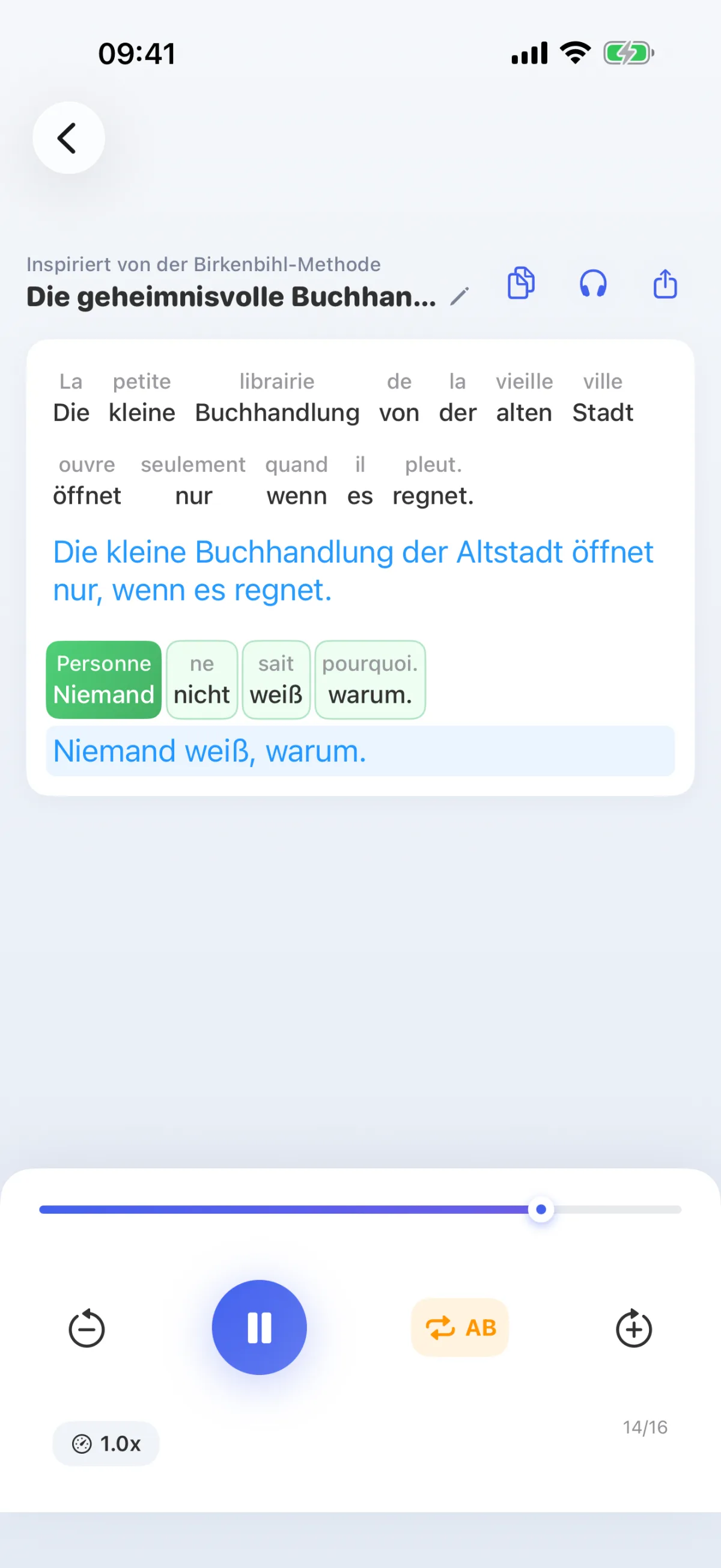 LinguaFlow App Dekodierung – die Fremdsprache Wort für Wort verstehen, inspiriert von der Birkenbihl-Methode