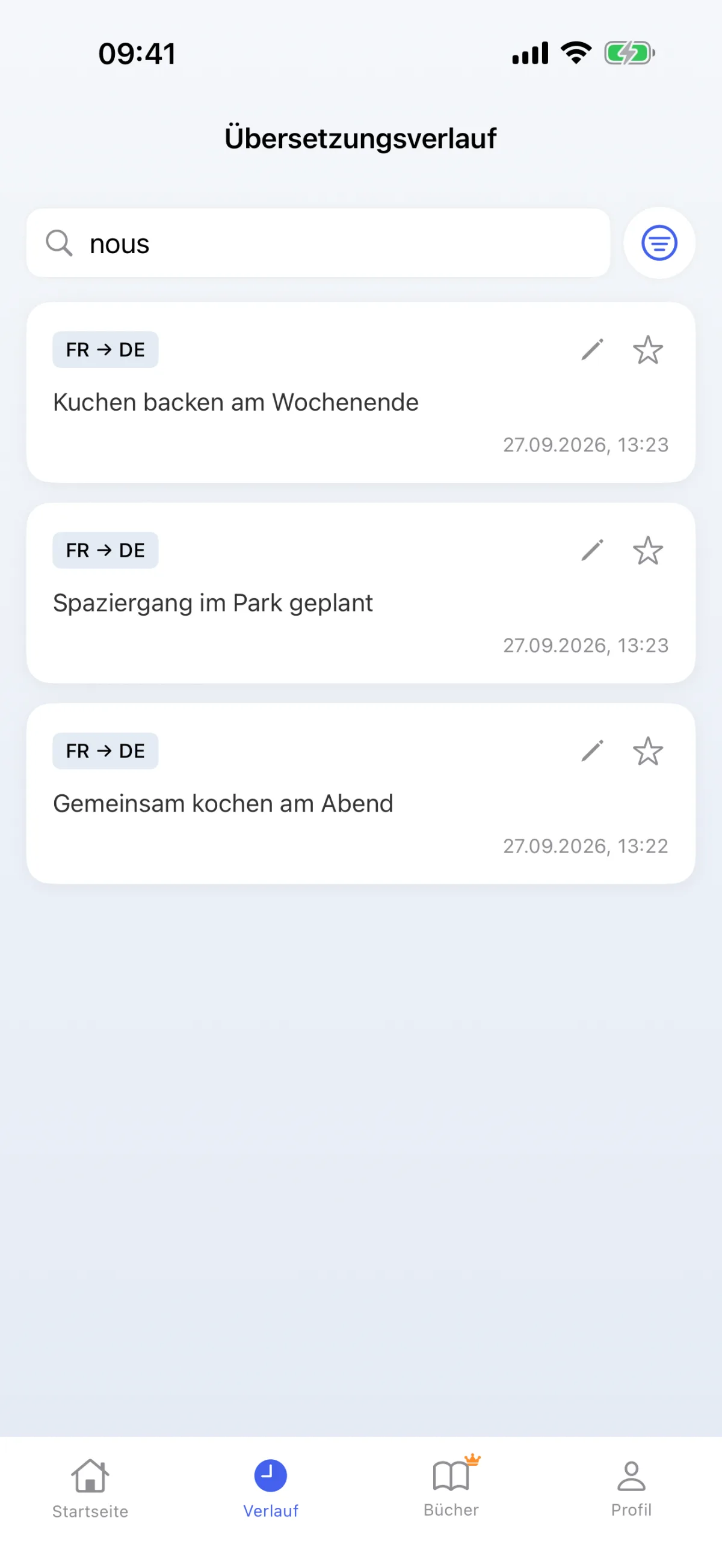 Übersetzungsverlauf – gespeicherte Dekodierungen jederzeit wiederholen