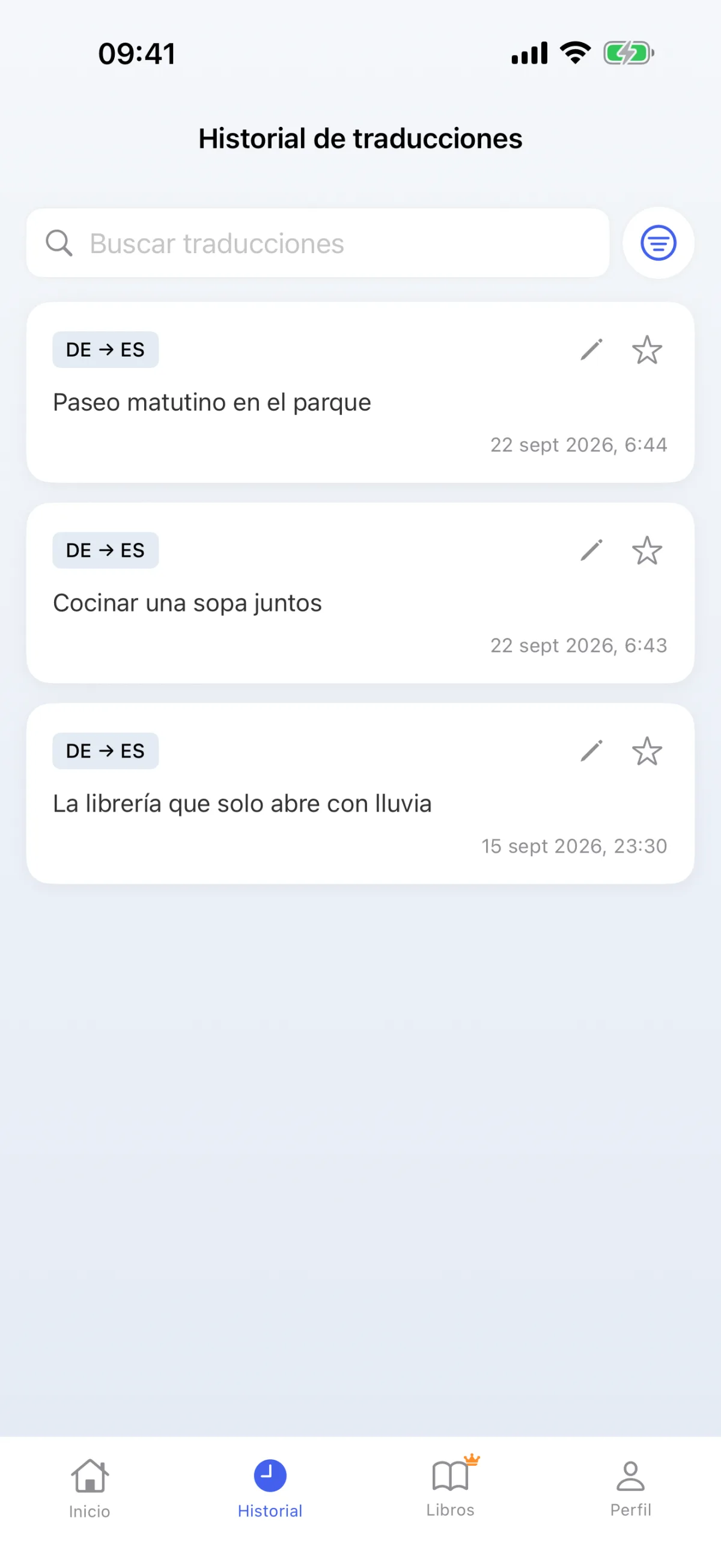 Historial de traducción: repetir en cualquier momento las decodificaciones guardadas