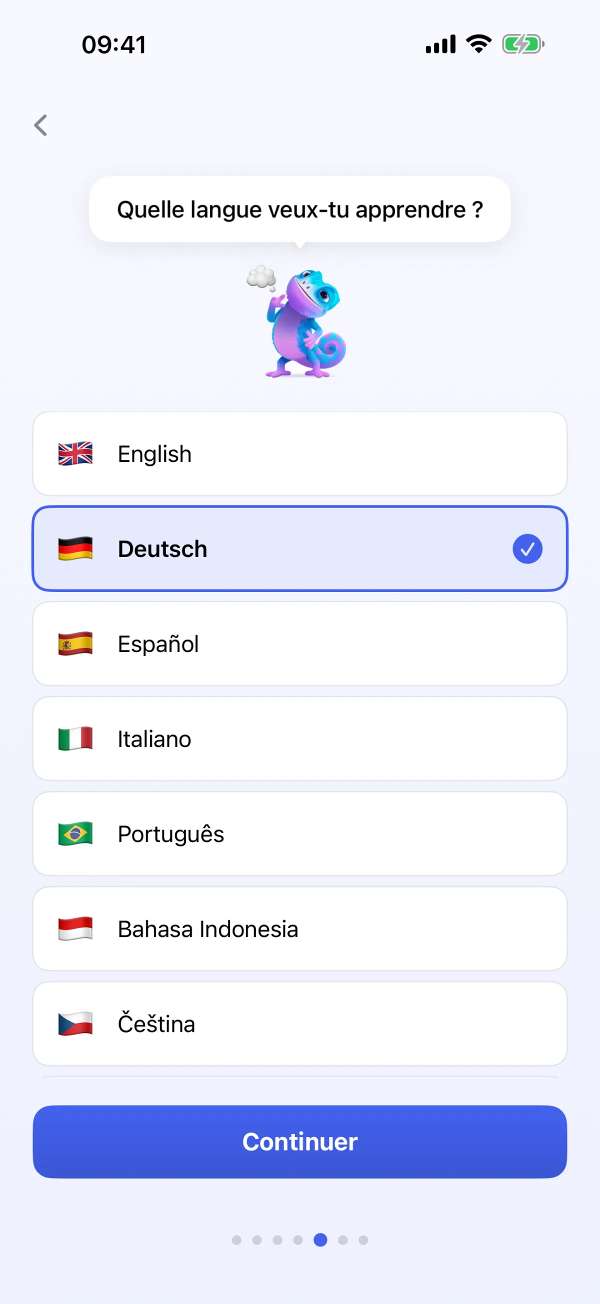 Sélection de la langue au démarrage : plus de 30 langues à apprendre