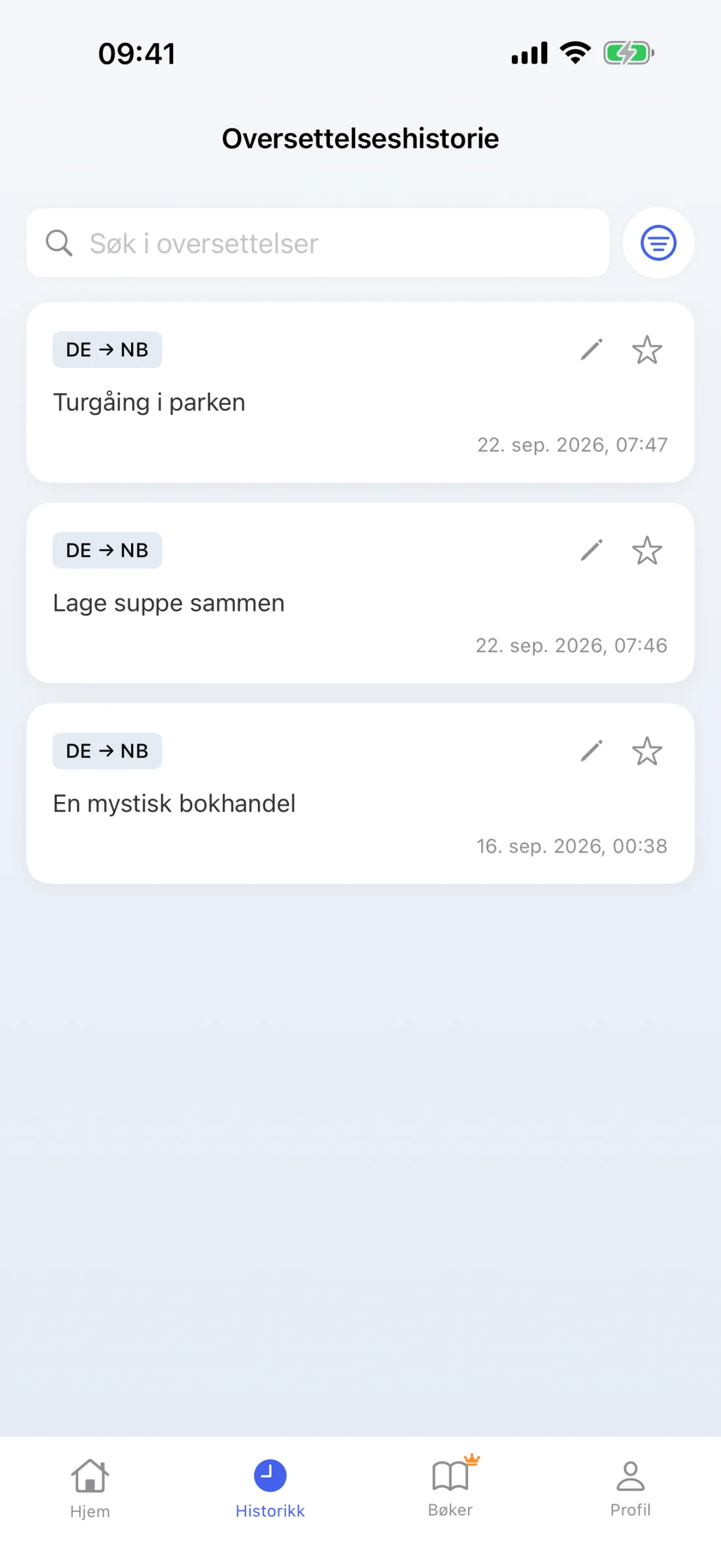 Oversettelseslogg – gjenta lagrede dekodinger når som helst