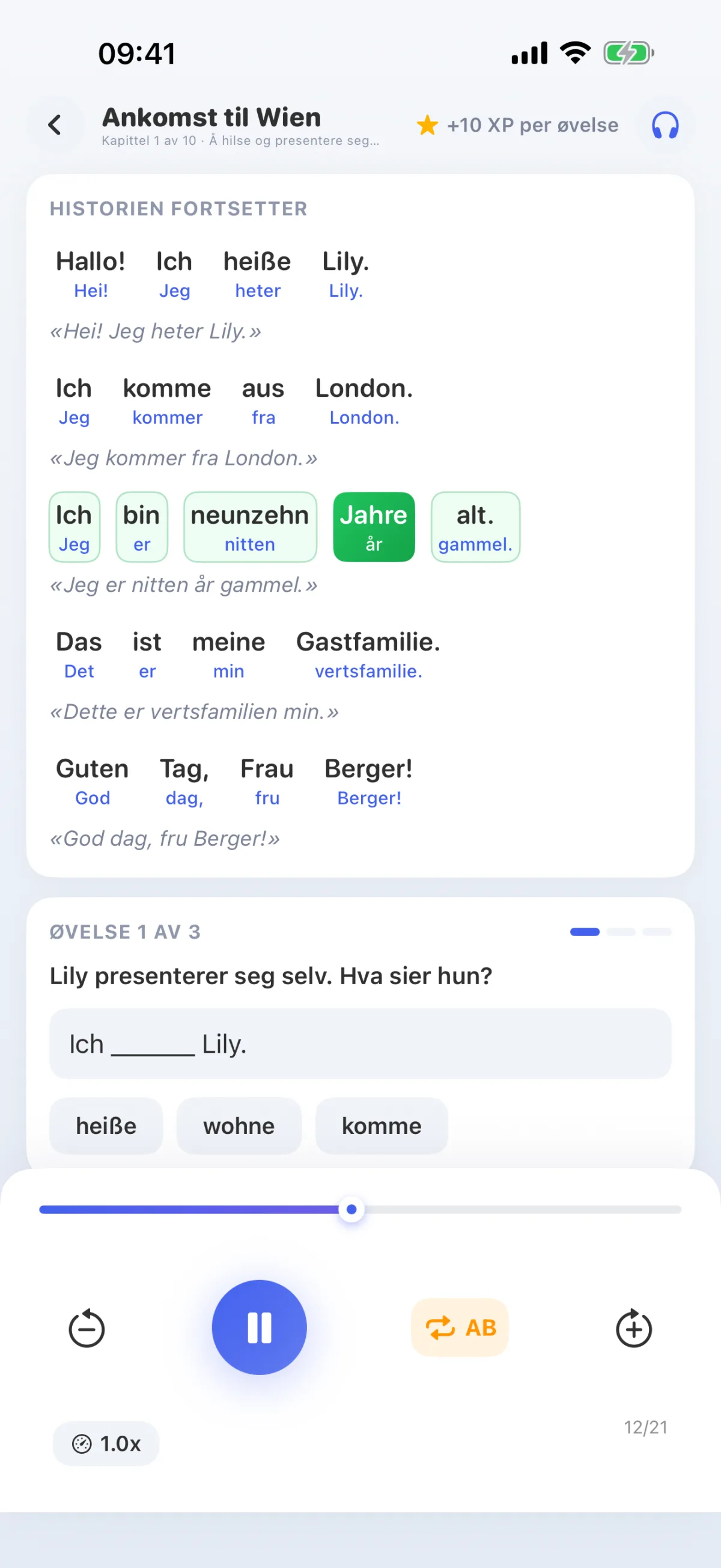 Læringsforløp-leksjon: Lytte til teksten og lese med, det som blir lest opp blir markert