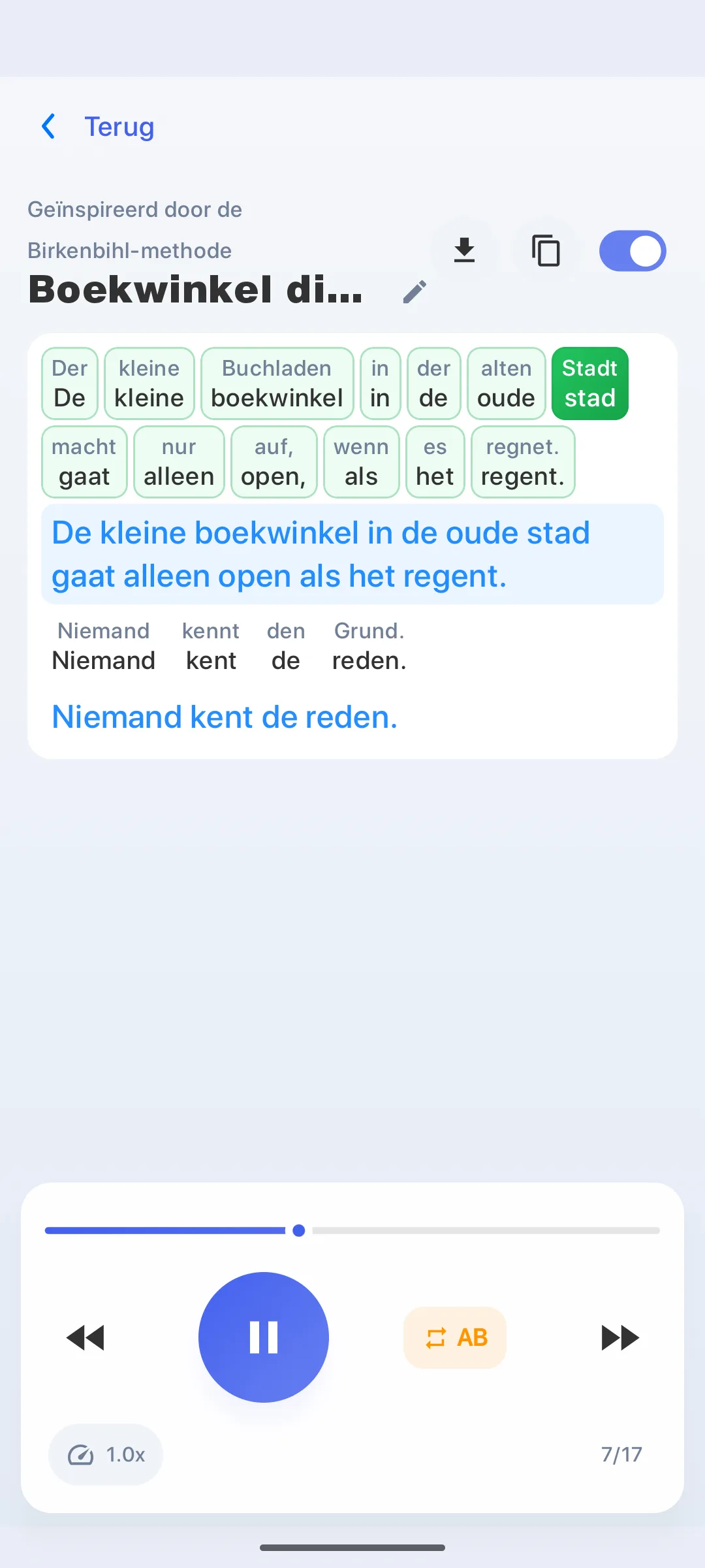 LinguaFlow-app: ontcijfering – de vreemde taal woord voor woord begrijpen, geïnspireerd door de Birkenbihl-methode