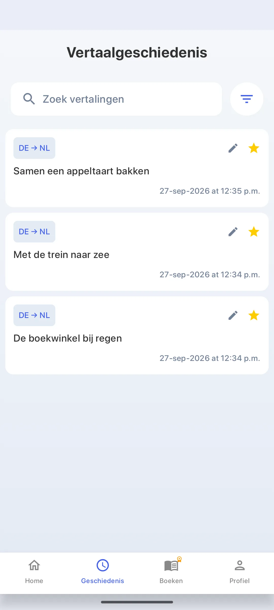 Vertaalgeschiedenis – opgeslagen vertalingen op elk moment opnieuw uitvoeren