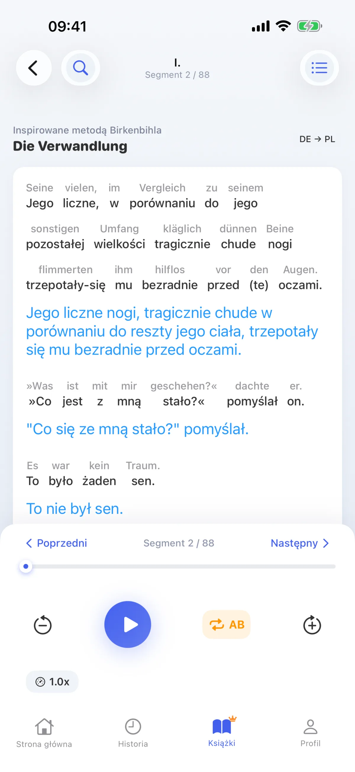 Czytanie książki: każde zdanie rozszyfrowywane słowo po słowie
