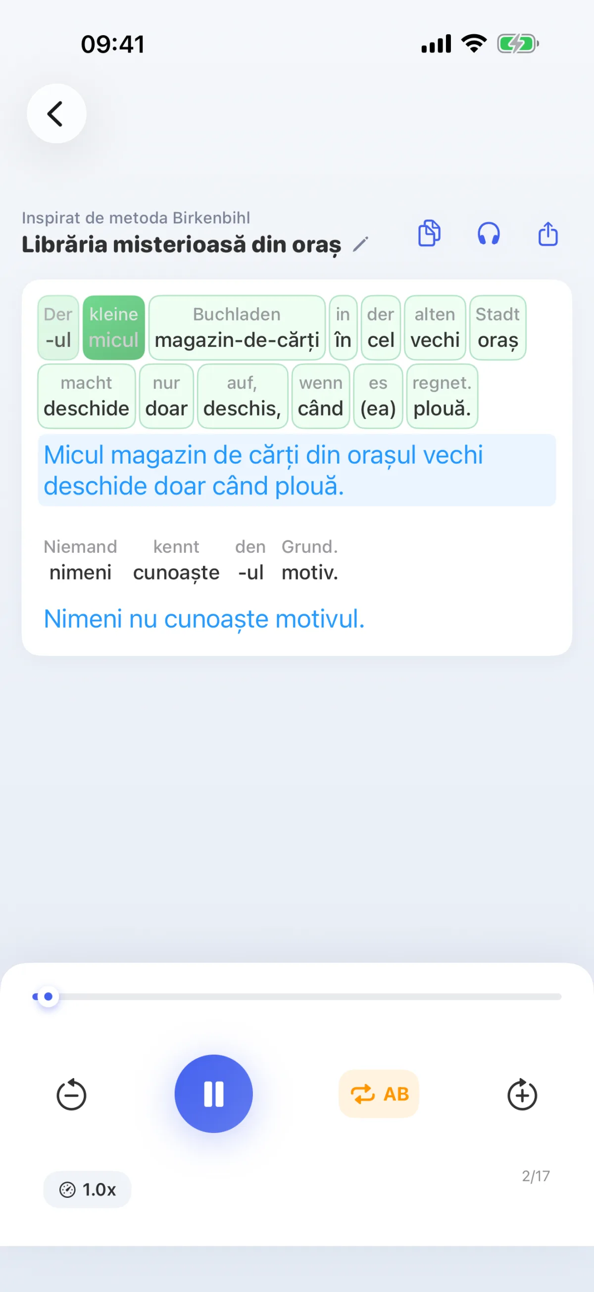 Aplicația LinguaFlow pentru decodificare – înțelegerea limbii străine cuvânt cu cuvânt, inspirată de metoda Birkenbihl