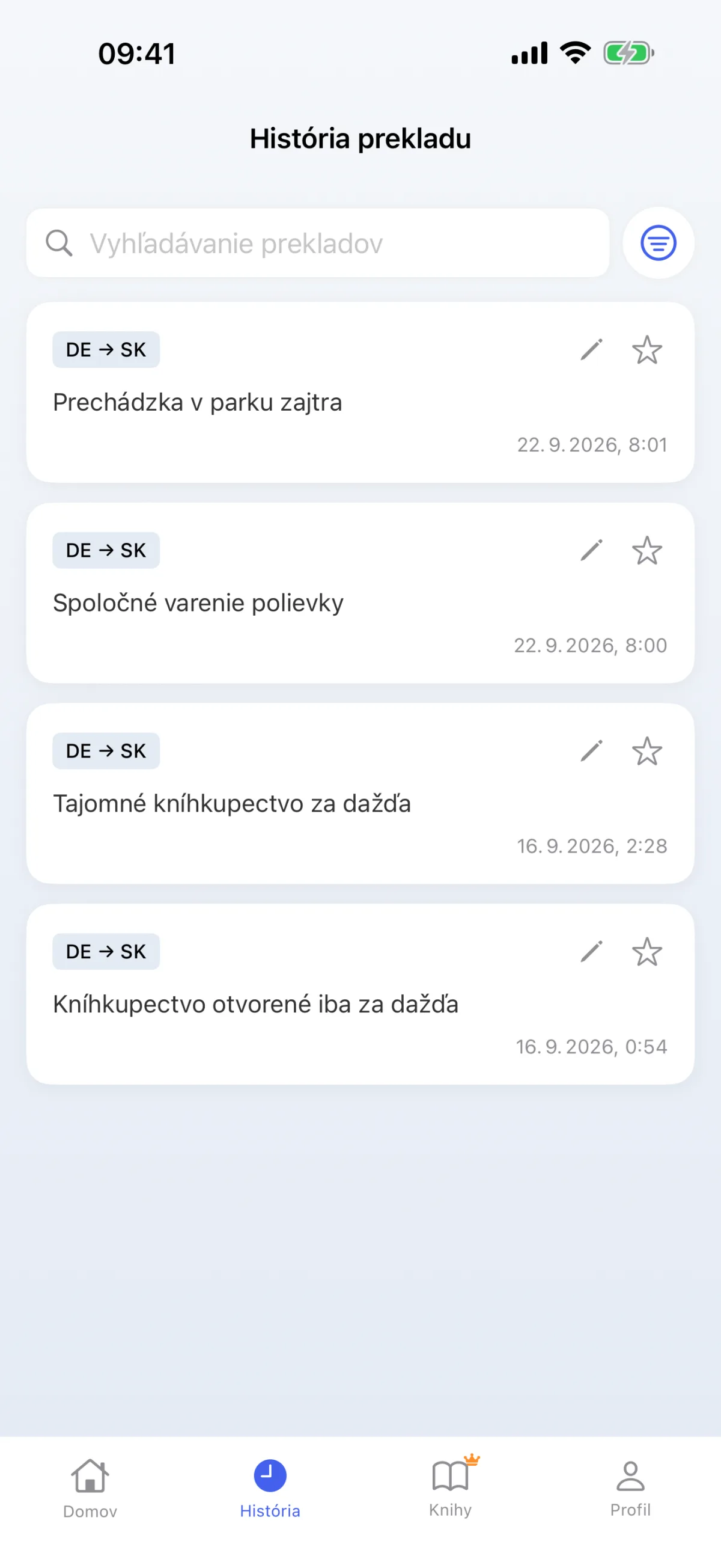 Priebeh prekladu – uložené dekódovania je možné kedykoľvek zopakovať