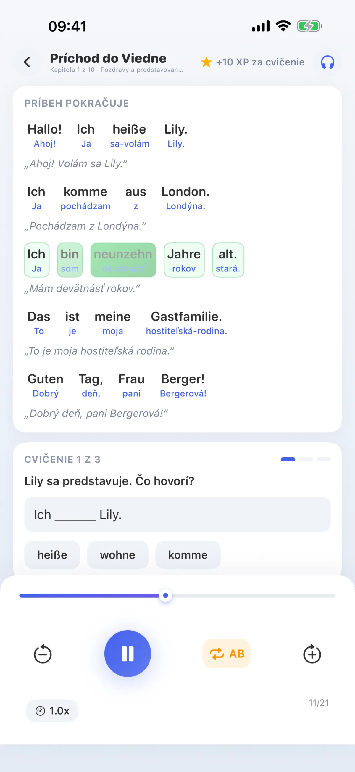 Lekcia v rámci vzdelávacieho programu: Počúvanie textu a čítanie spolu s ním, hovorené slová sa zvýrazňujú