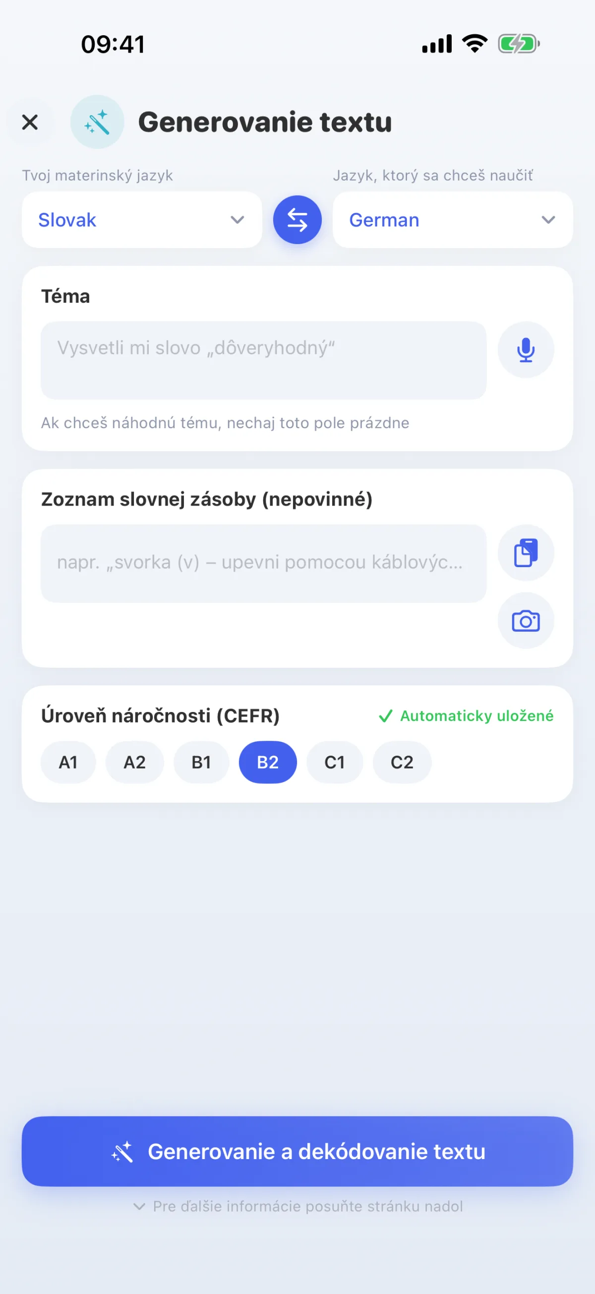 Umelá inteligencia píše texty na tvoju tému – na tvojej úrovni od A1 po C2.