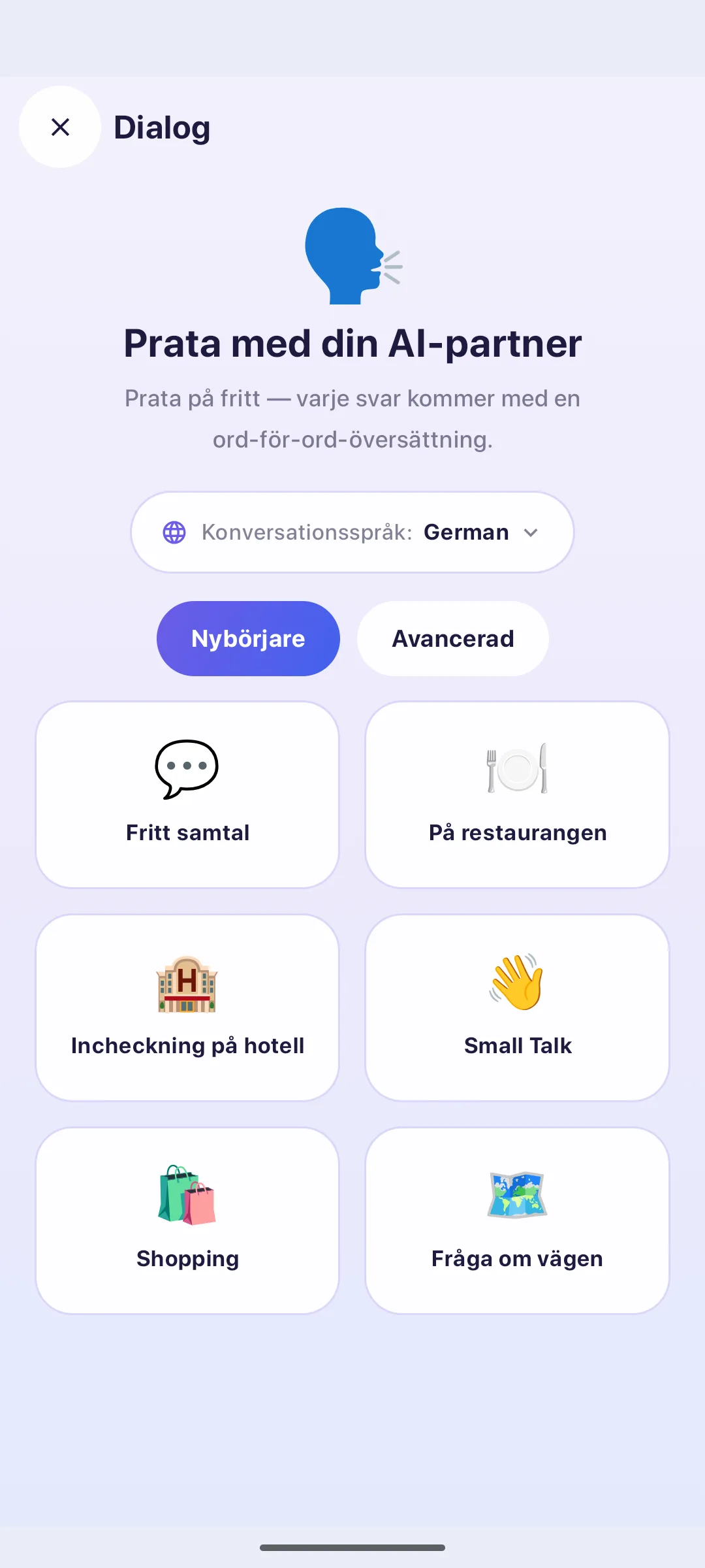 Dialog med AI-partnern – varje svar förklaras ord för ord