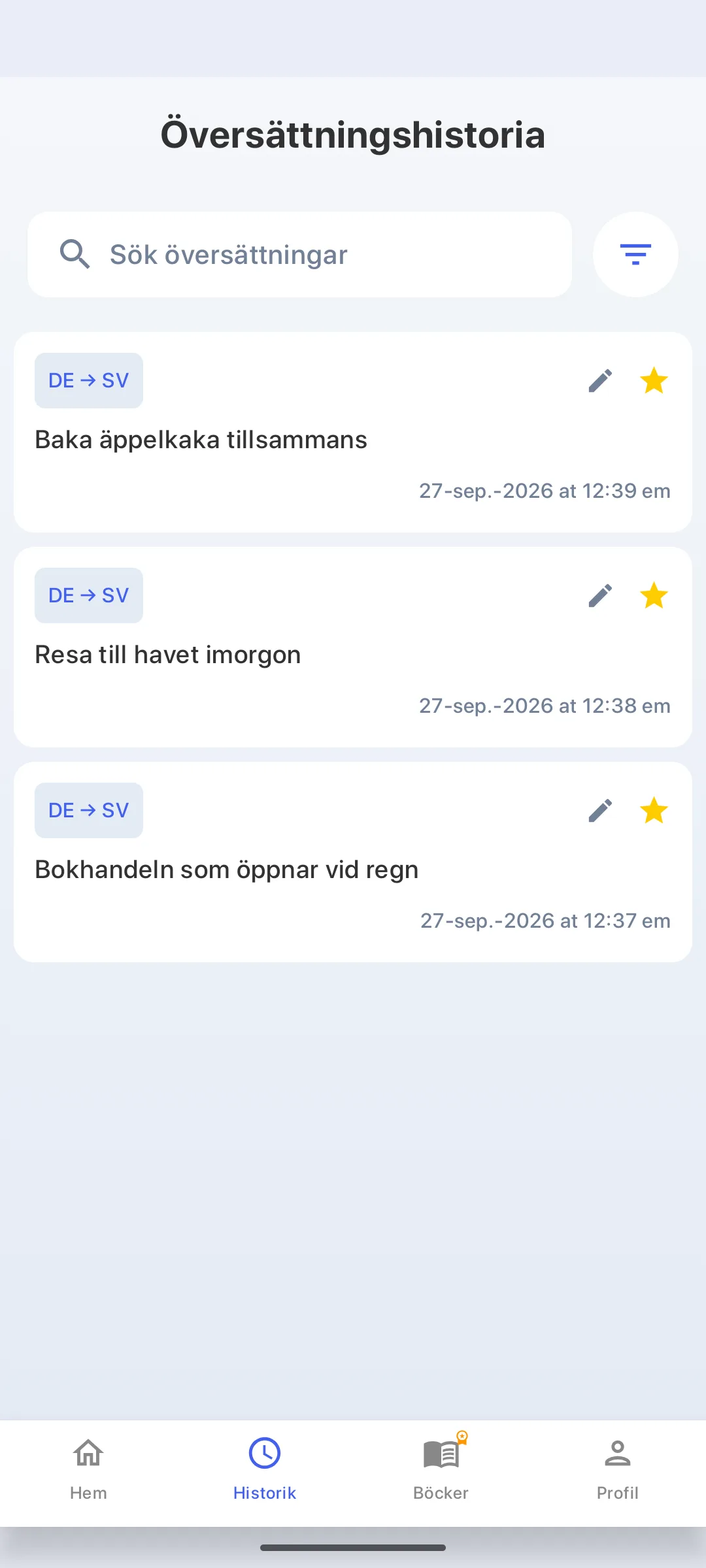Översättningshistorik – spara avkodningar och upprepa dem när som helst