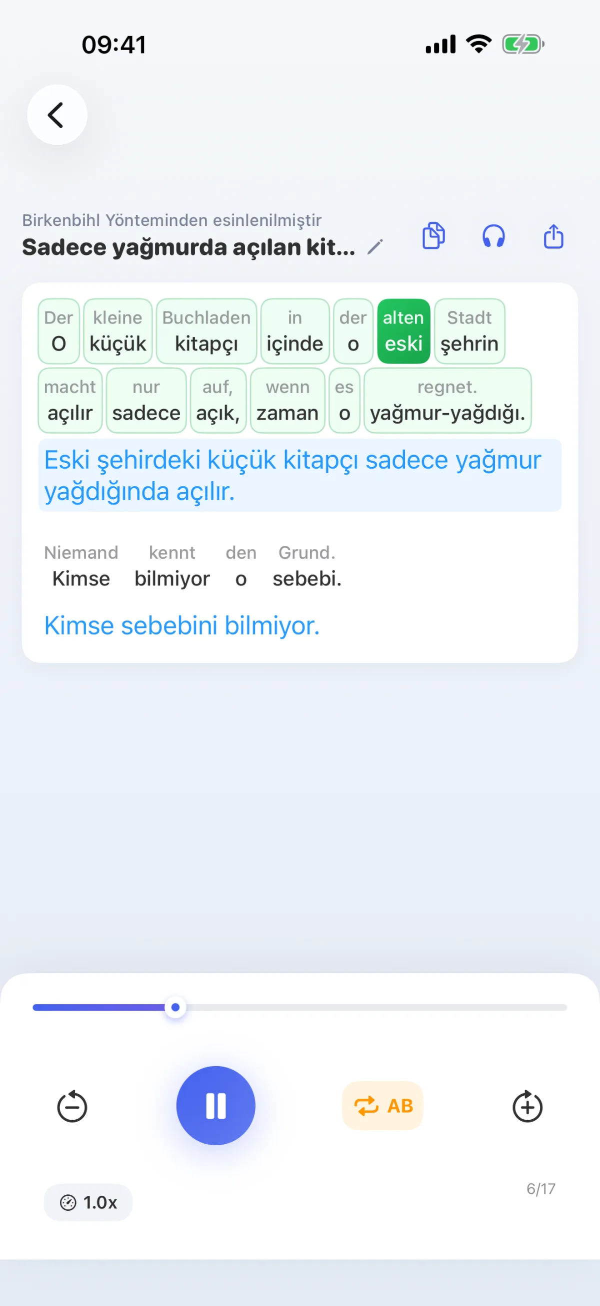 LinguaFlow Uygulaması Kod Çözme – Yabancı dili kelime kelime anlamak; Birkenbihl Yöntemi’nden esinlenilmiştir